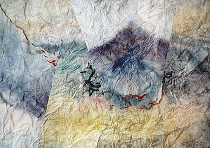 Tatry z vnútra duše, 2000, akvarel, experiment s papierom, 30x40 cm
