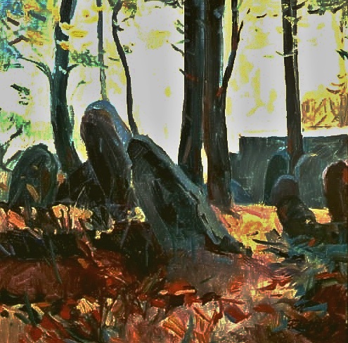 Židovský cintorín v Lesku 2, 1998, olej, 50x60 cm