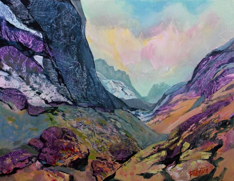 Skalnatá dolina, 2017, akryl na plátne,70x90 cm