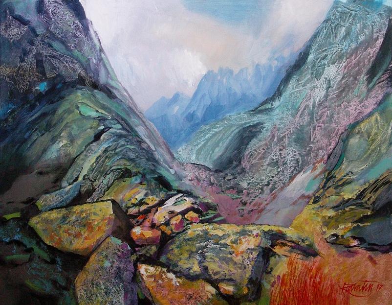 Studená dolina, 2017, akryl na plátne,70x90 cm
