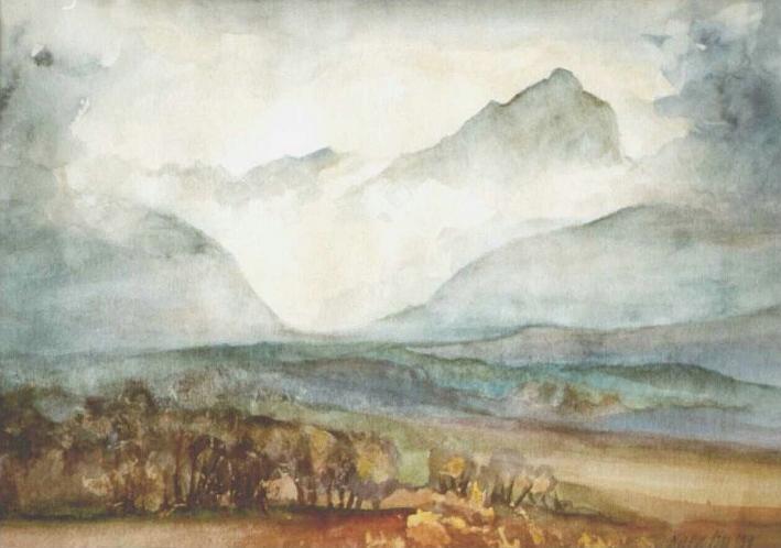 Skalný obor, 1999, akvarel, 20x30 cm
