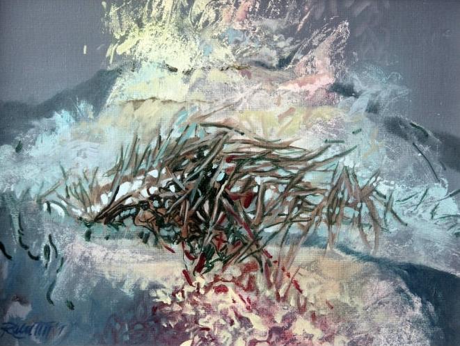 Vzlietnutie, 2001, akryl, olej na plátne, 30x40 cm
