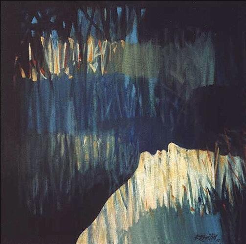 Nokturno, 2001, akryl, olej na plátne, 60x60 cm 