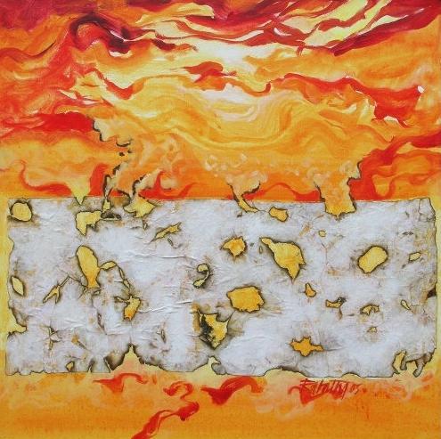 Oheň, 2005, akryl, olej na plátne, 50x50 cm 