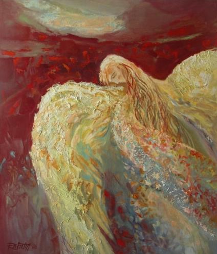 Smutný anjel, 2006, akryl, olej na plátne, 70x60 cm 