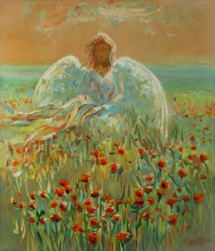 Júlový anjel, 2006, akryl, olej na plátne, 70x60 cm 