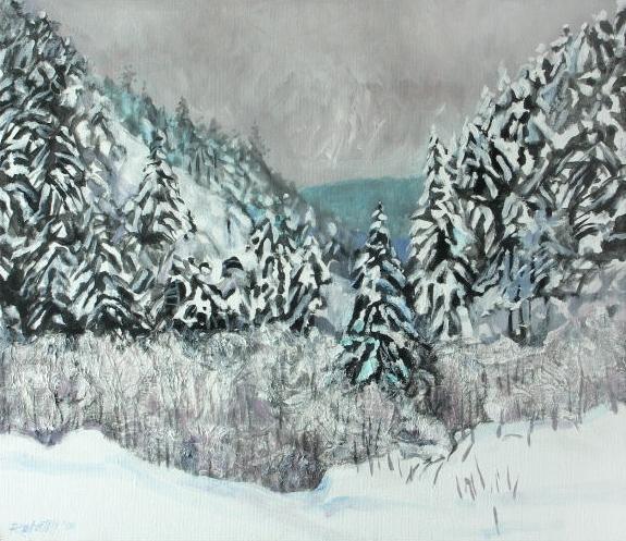 Zima pod Popovou, 2006, akryl na plátne, 60x70 cm 