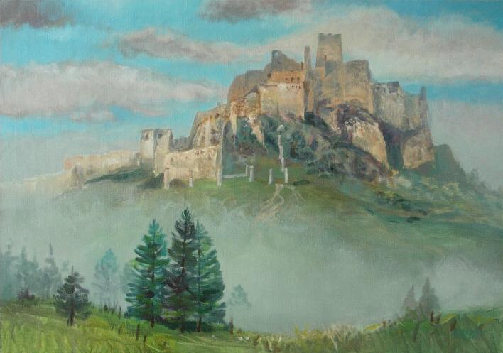 Spišský hrad (deň), 2007, akryl na plátne, 70x100 cm 
