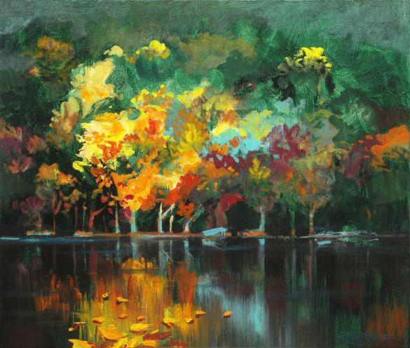 Jeseň nad jazerom, 2008, akryl, 60x70 cm