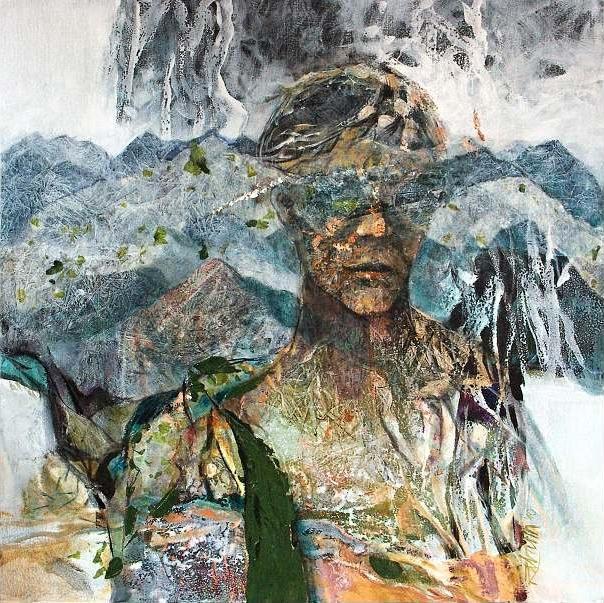 Milovník hôr, 2010, kombinovaná technika na plátne, 70x70 cm